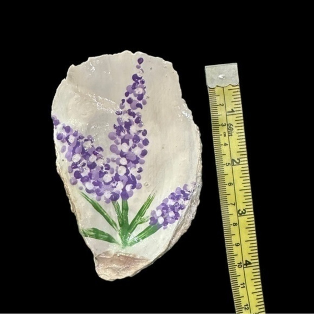 Hand Painted North Carolina Outer Banks Oyster Shell Lavender Jewelry Holder